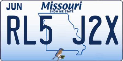 MO license plate RL5J2X