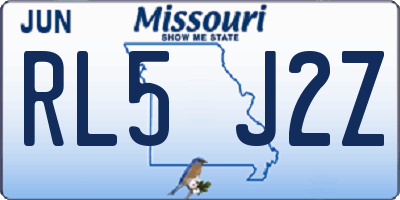 MO license plate RL5J2Z