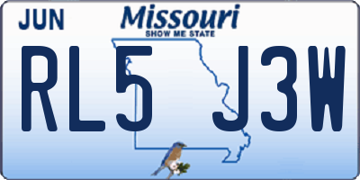 MO license plate RL5J3W