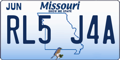 MO license plate RL5J4A