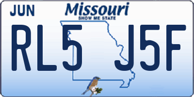 MO license plate RL5J5F
