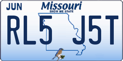 MO license plate RL5J5T