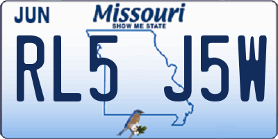 MO license plate RL5J5W