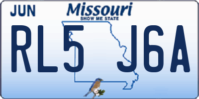 MO license plate RL5J6A