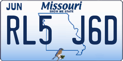 MO license plate RL5J6D