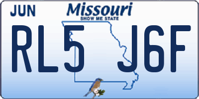 MO license plate RL5J6F