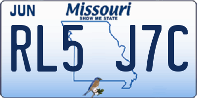 MO license plate RL5J7C