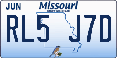 MO license plate RL5J7D