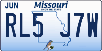 MO license plate RL5J7W