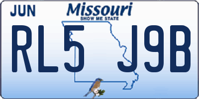 MO license plate RL5J9B