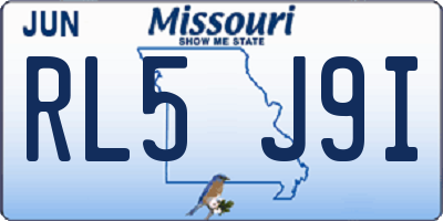 MO license plate RL5J9I