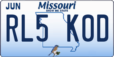 MO license plate RL5K0D