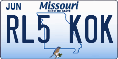 MO license plate RL5K0K