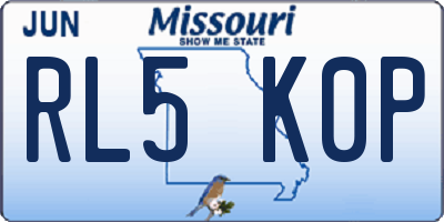 MO license plate RL5K0P