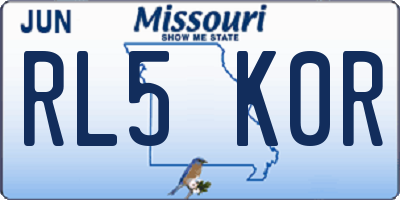 MO license plate RL5K0R