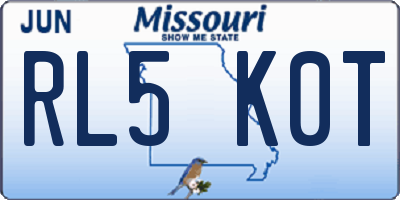 MO license plate RL5K0T