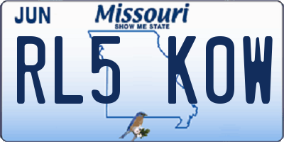 MO license plate RL5K0W
