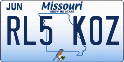MO license plate RL5K0Z