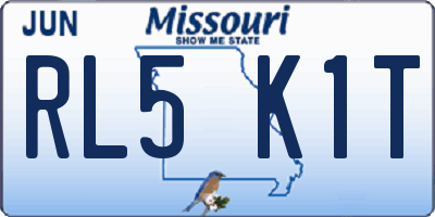MO license plate RL5K1T