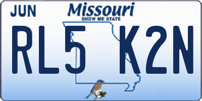 MO license plate RL5K2N