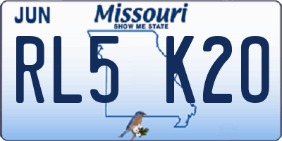 MO license plate RL5K2O
