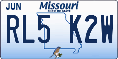 MO license plate RL5K2W