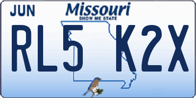 MO license plate RL5K2X