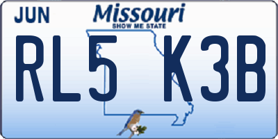 MO license plate RL5K3B