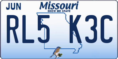 MO license plate RL5K3C