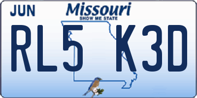 MO license plate RL5K3D
