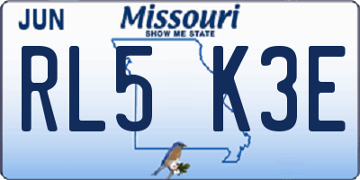 MO license plate RL5K3E