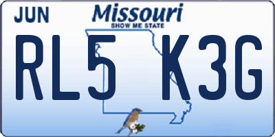 MO license plate RL5K3G