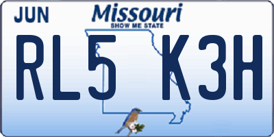 MO license plate RL5K3H