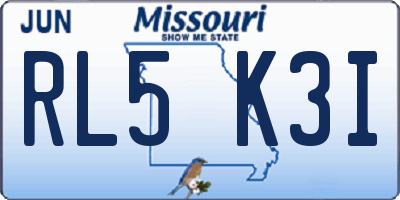MO license plate RL5K3I
