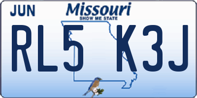 MO license plate RL5K3J