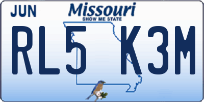 MO license plate RL5K3M