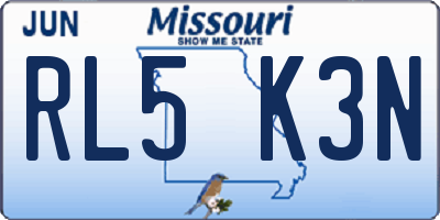 MO license plate RL5K3N