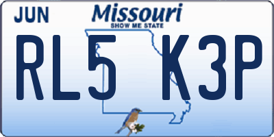MO license plate RL5K3P