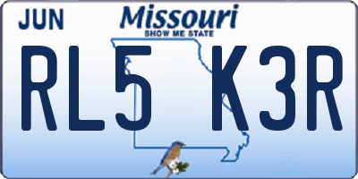 MO license plate RL5K3R