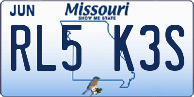 MO license plate RL5K3S