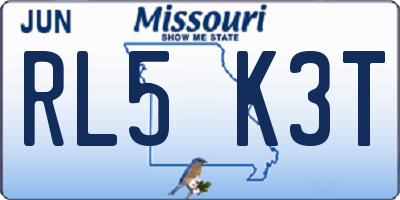 MO license plate RL5K3T