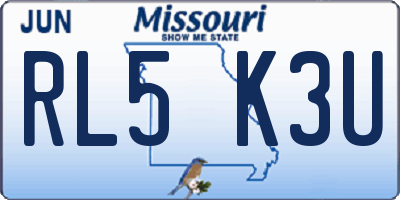 MO license plate RL5K3U