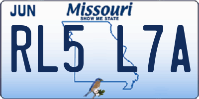 MO license plate RL5L7A