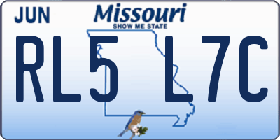 MO license plate RL5L7C