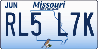 MO license plate RL5L7K