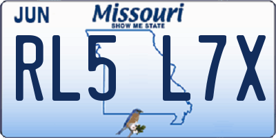 MO license plate RL5L7X