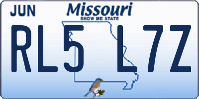 MO license plate RL5L7Z