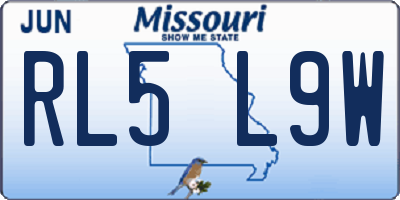 MO license plate RL5L9W
