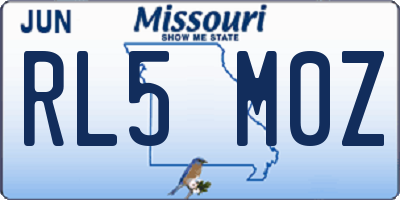 MO license plate RL5M0Z
