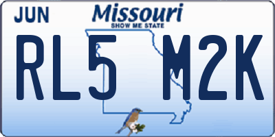 MO license plate RL5M2K